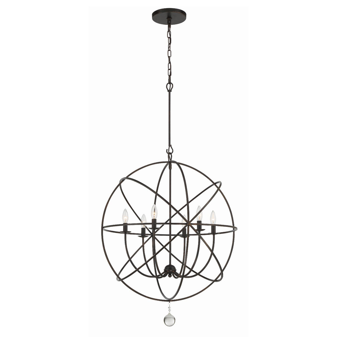 Solaris 6 Light English Bronze Sphere Chandelier Crystorama