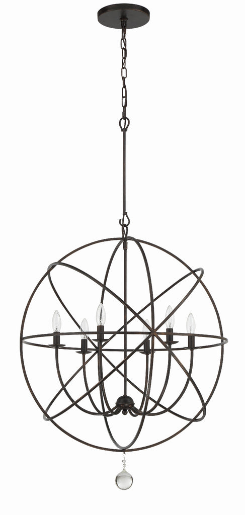 Solaris 6 Light English Bronze Sphere Chandelier Crystorama