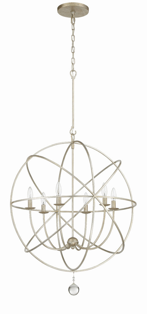 Solaris 6 Light Olde Silver Sphere Chandelier Crystorama