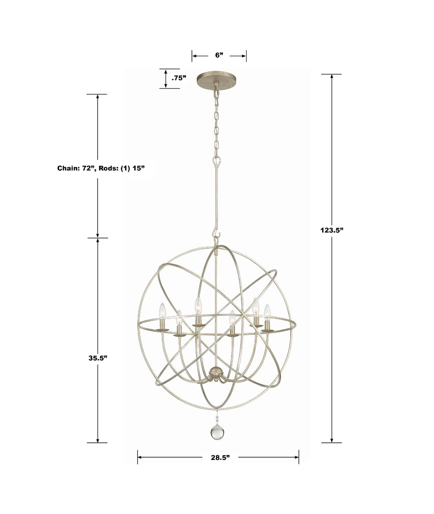 Solaris 6 Light Olde Silver Sphere Chandelier Crystorama