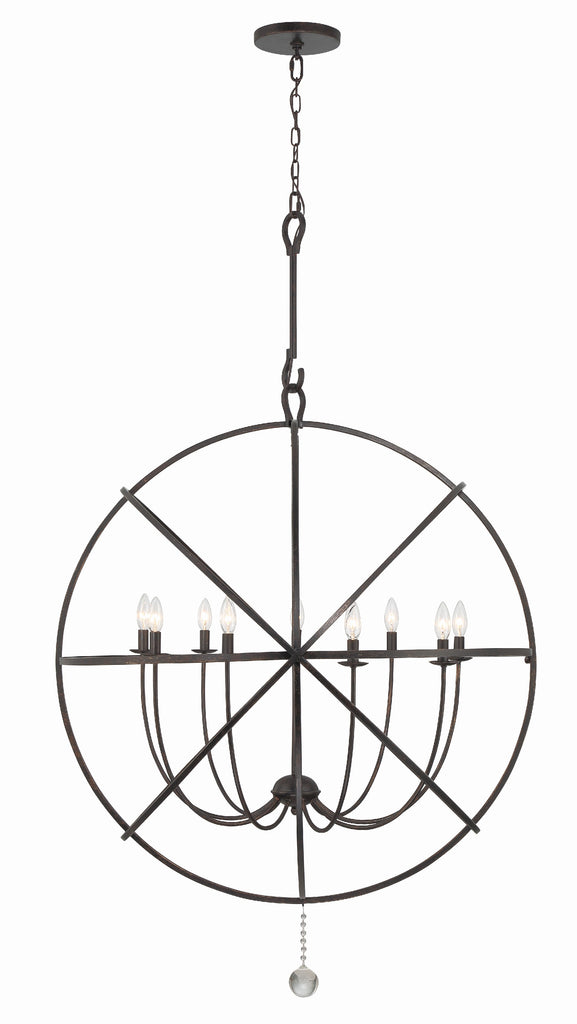 Solaris 9 Light English Bronze Sphere Chandelier Crystorama