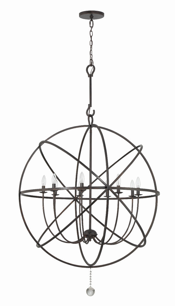 Solaris 9 Light English Bronze Sphere Chandelier Crystorama