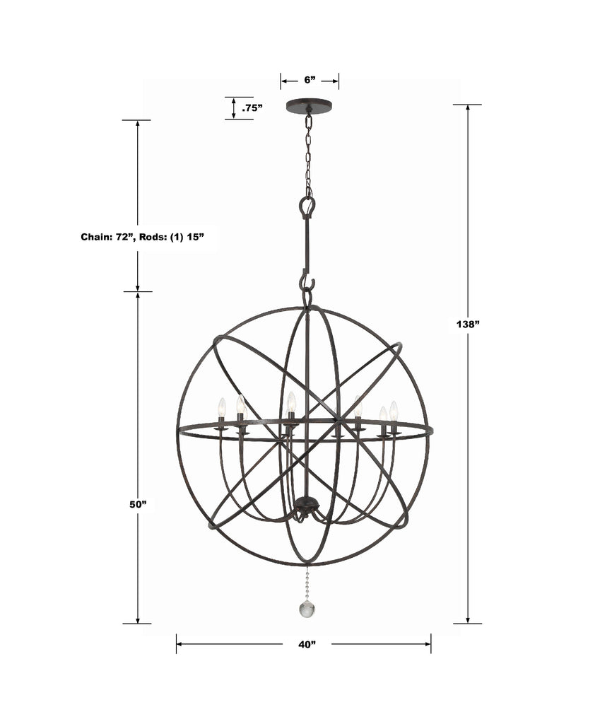 Solaris 9 Light English Bronze Sphere Chandelier Crystorama