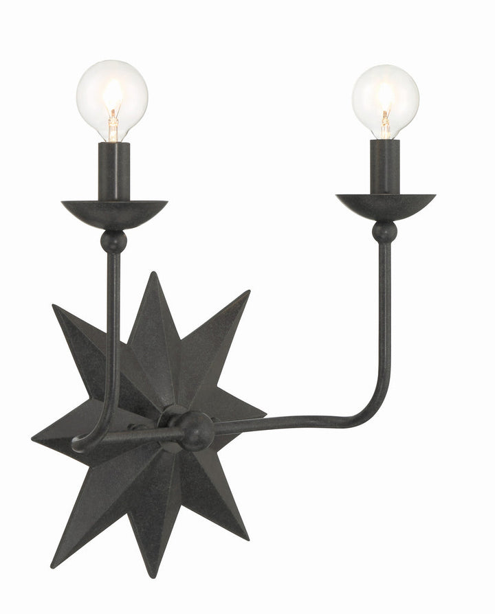 Astro 2 Light Black Sconce Crystorama