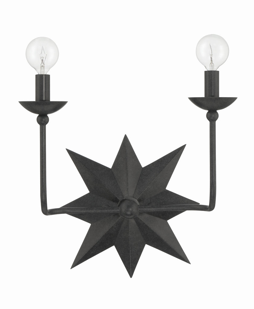 Astro 2 Light Black Sconce Crystorama