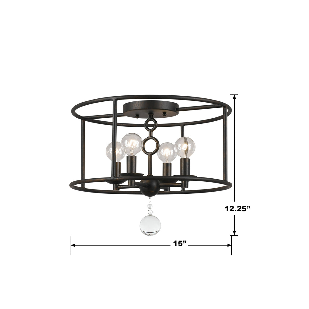 Crystorama Crystorama Cameron 4 Light English Bronze Semi Flush Mount