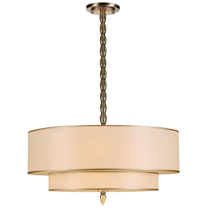 Luxo 5 Light Drum Shade Antique Brass Chandelier Crystorama