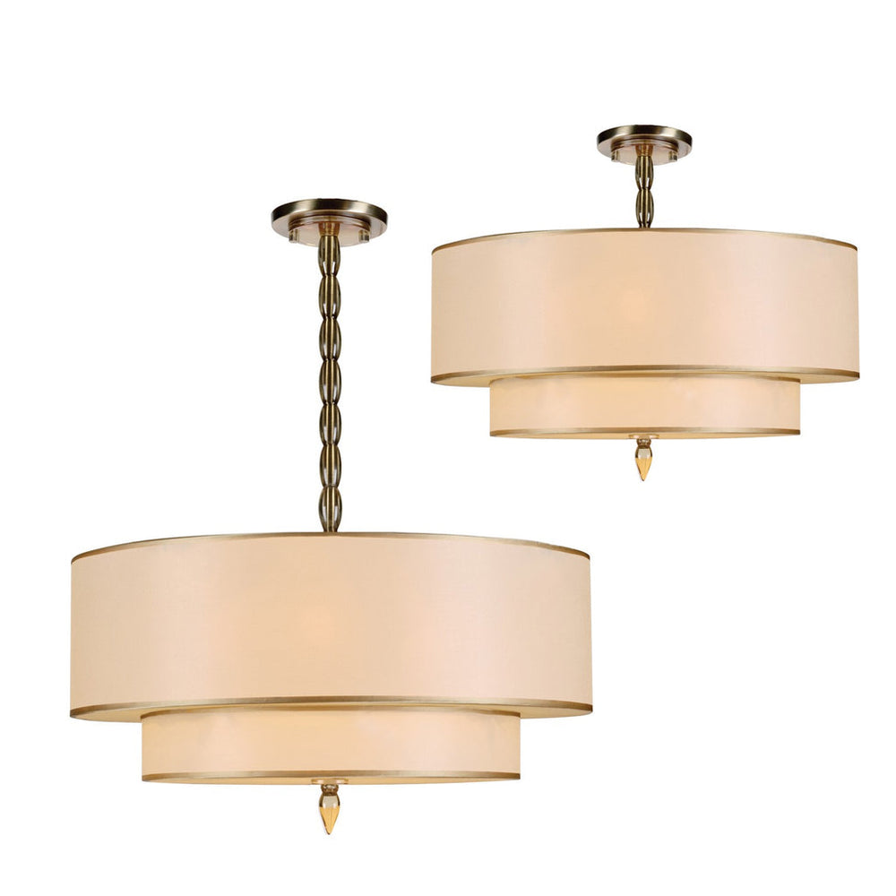 Luxo 5 Light Drum Shade Antique Brass Chandelier Crystorama