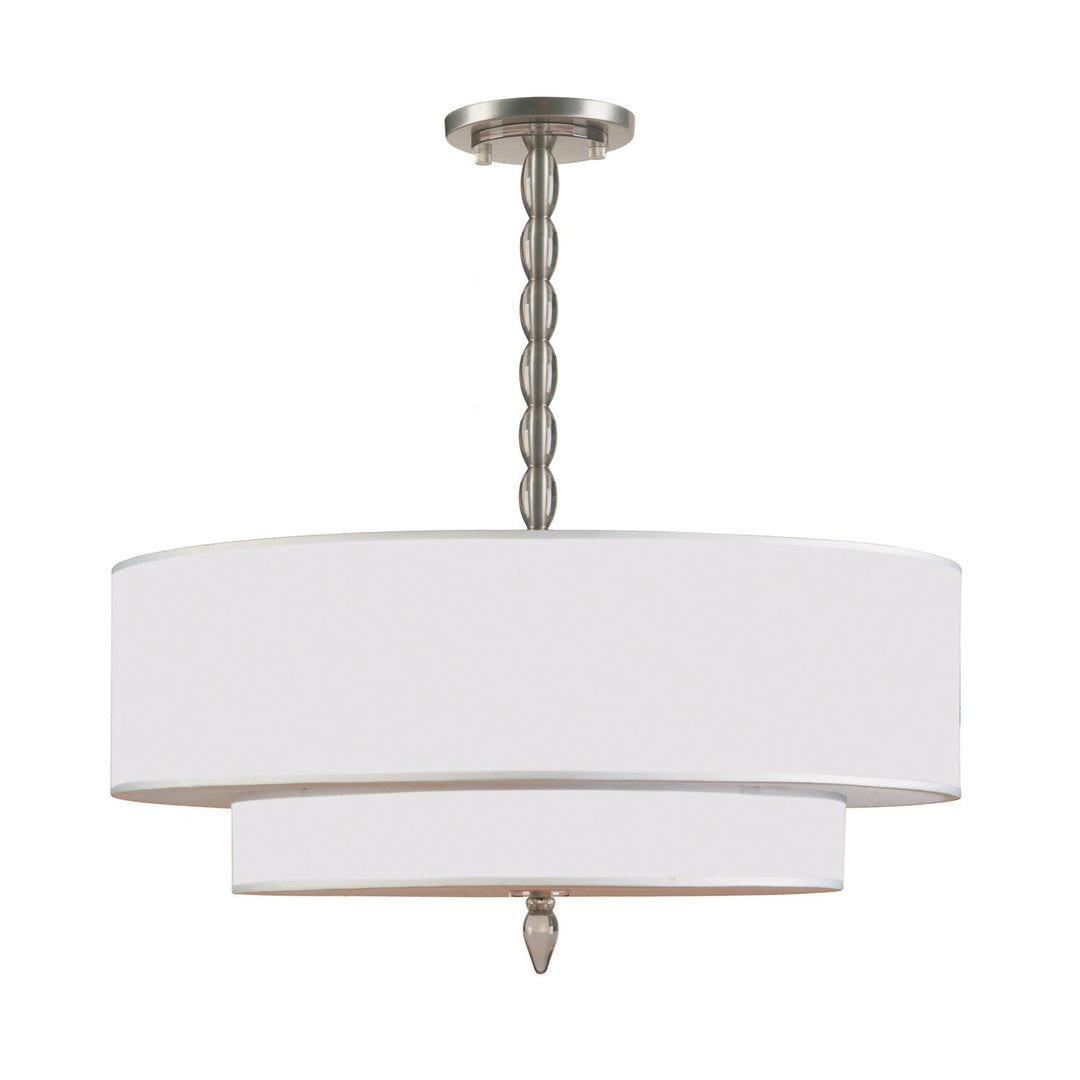 Luxo 5 Light Drum Shade Satin Nickel Chandelier Crystorama