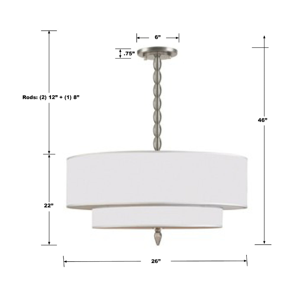 Luxo 5 Light Drum Shade Satin Nickel Chandelier Crystorama