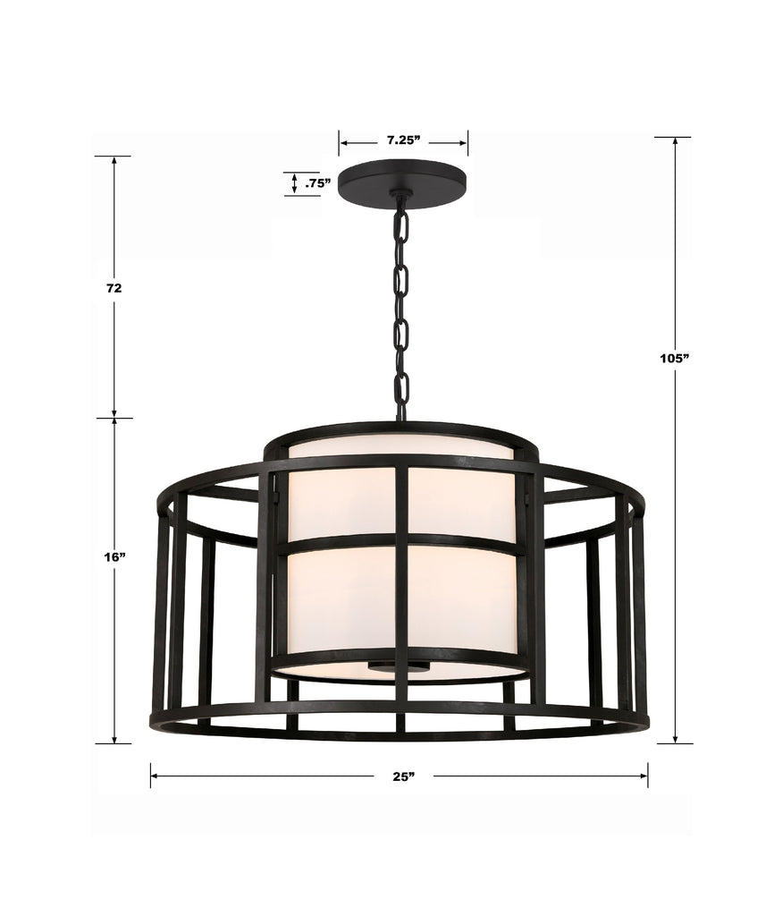 Brian Patrick Flynn Hulton 5 Light Matte Black Chandelier Crystorama