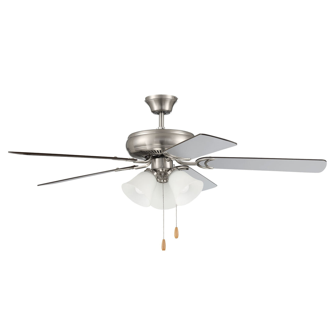 CRAFTMADE 52" Decorator's Choice 3 Light in Brushed Polished Nickel w/ Brushed Nickel/Walnut Blades