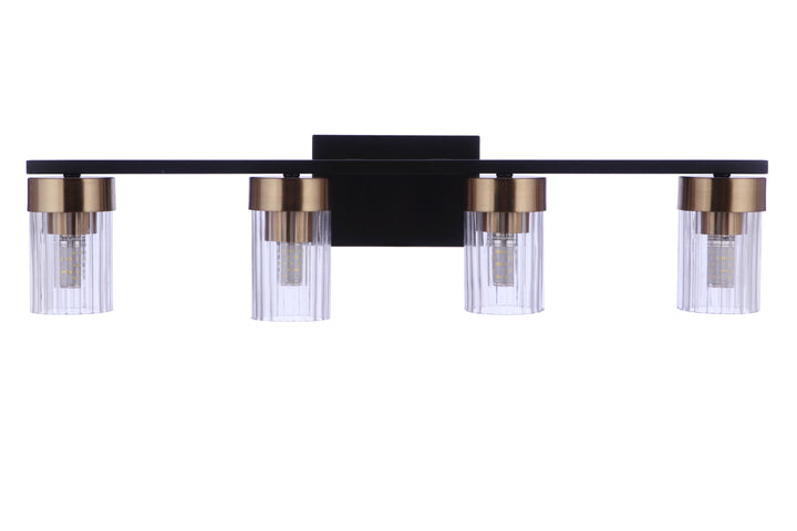 CRAFTMADE Bond Street 4 Light Vanity in Flat Black/Satin Brass