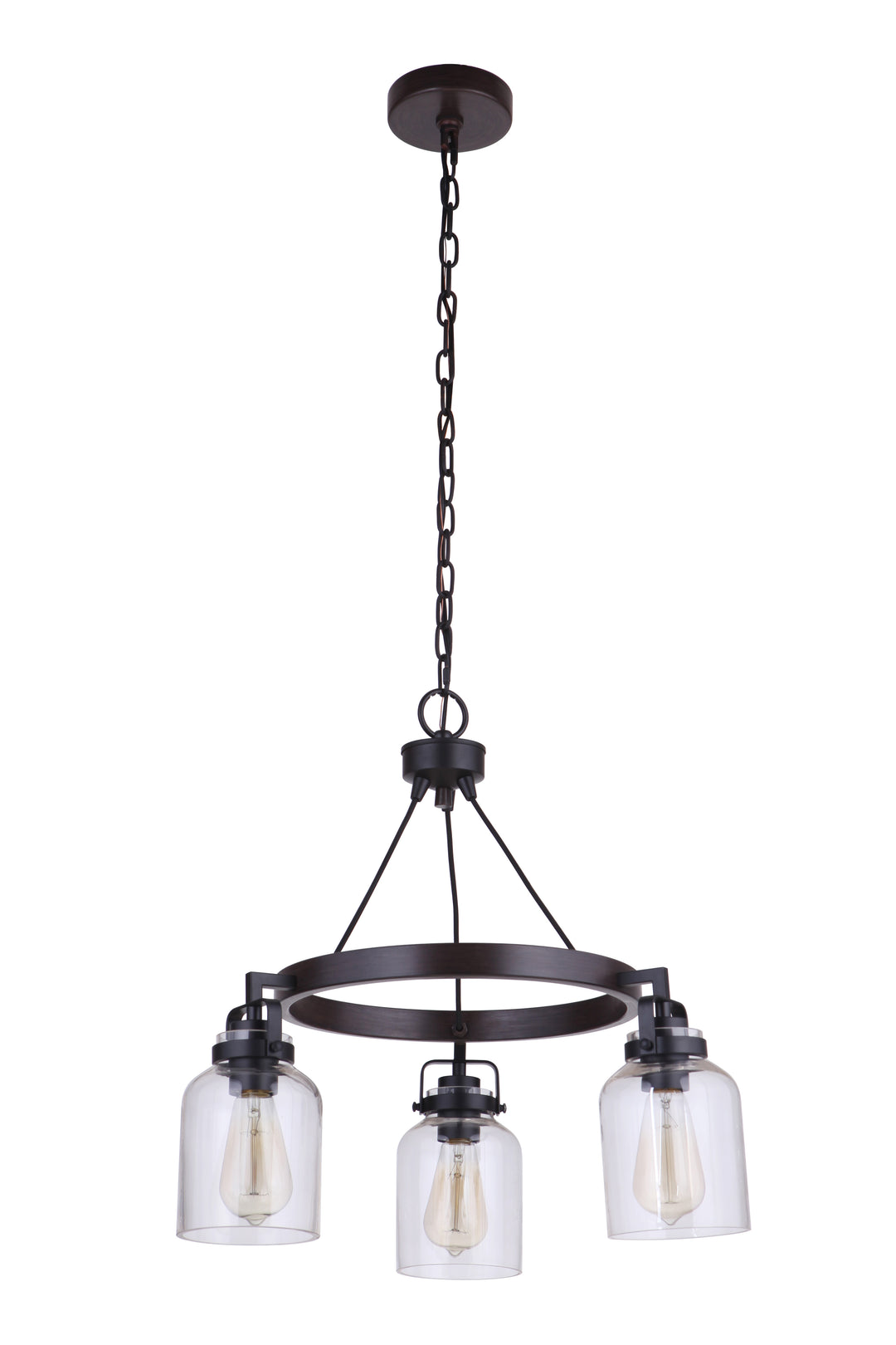 CRAFTMADE Foxwood 3 Light Chandelier in Flat Black/Dark Teak