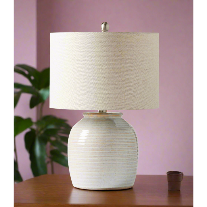 CRAFTMADE Elegant 21-Inch Single Light Table Lamp with White Ceramic Base