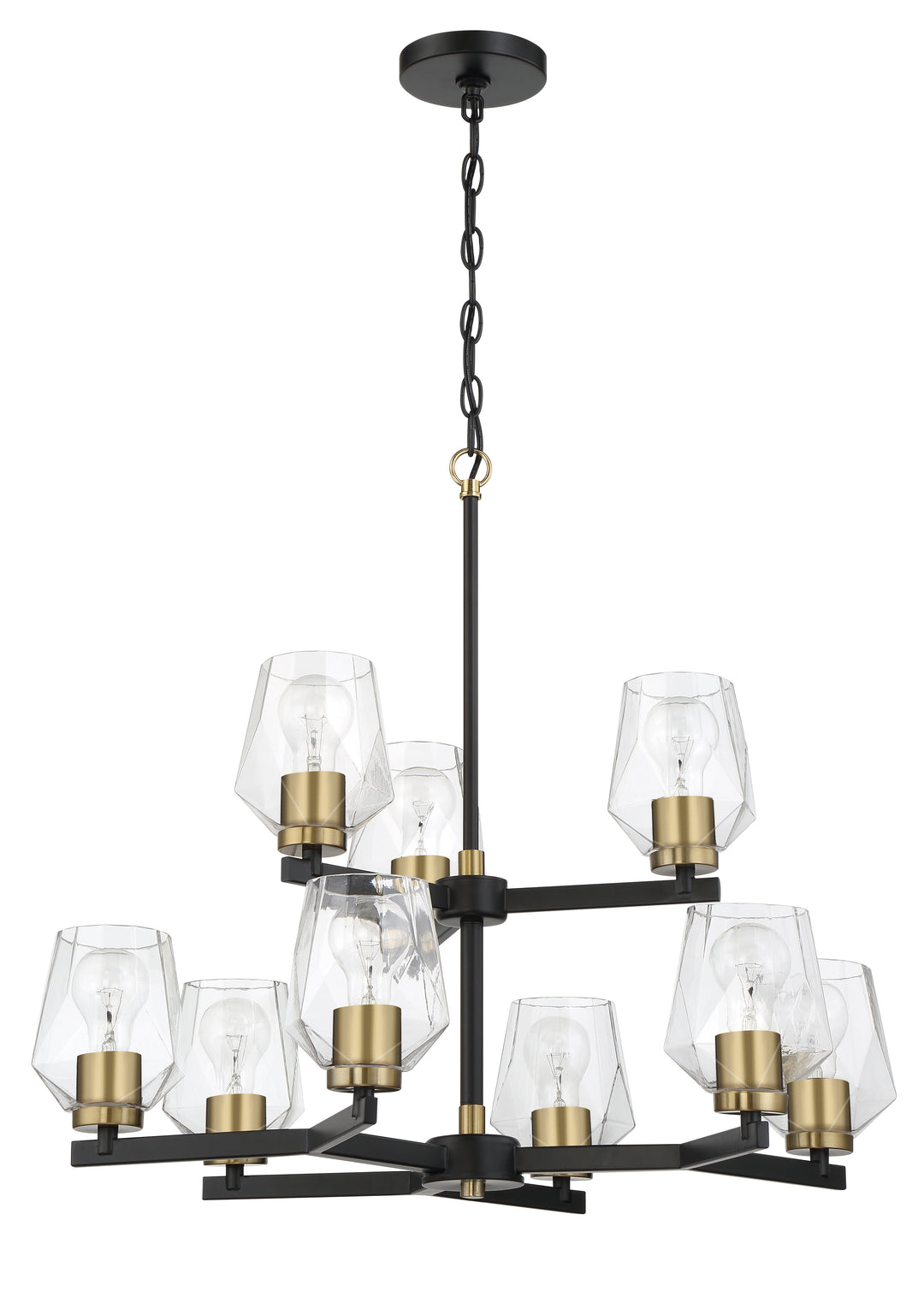 CRAFTMADE Avante Grand 9 Light Two-Tier Chandelier in Flat Black/Satin Brass