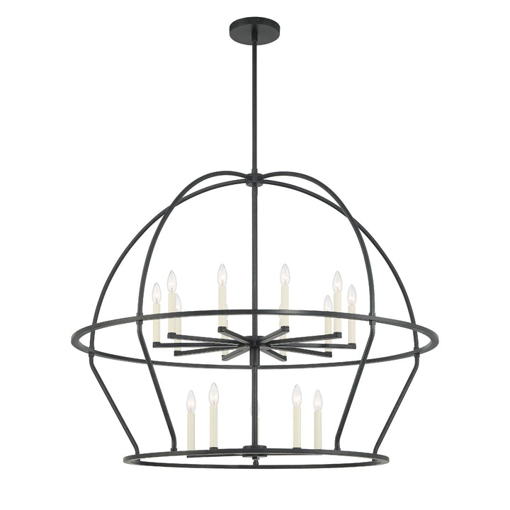 Abbott 15 Light Black Chandelier Crystorama