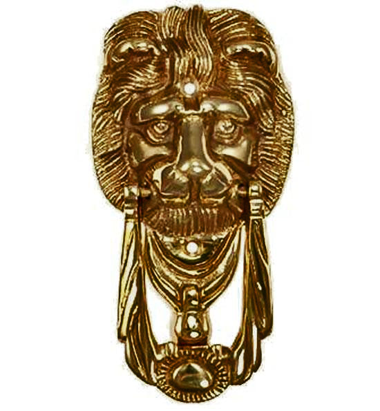 COPPER MOUNTAIN HARDWARE 6 1/8 Inch Solid Brass Lion Knocker & Ring in Polished Brass