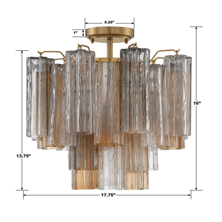 Crystorama Crystorama Addis 4 Light Aged Brass Semi Flush Mount