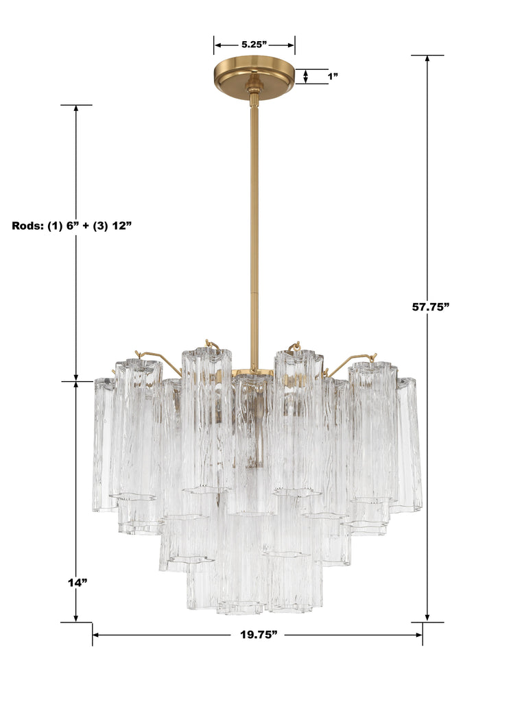 Addis 6 Light Aged Brass Chandelier Crystorama