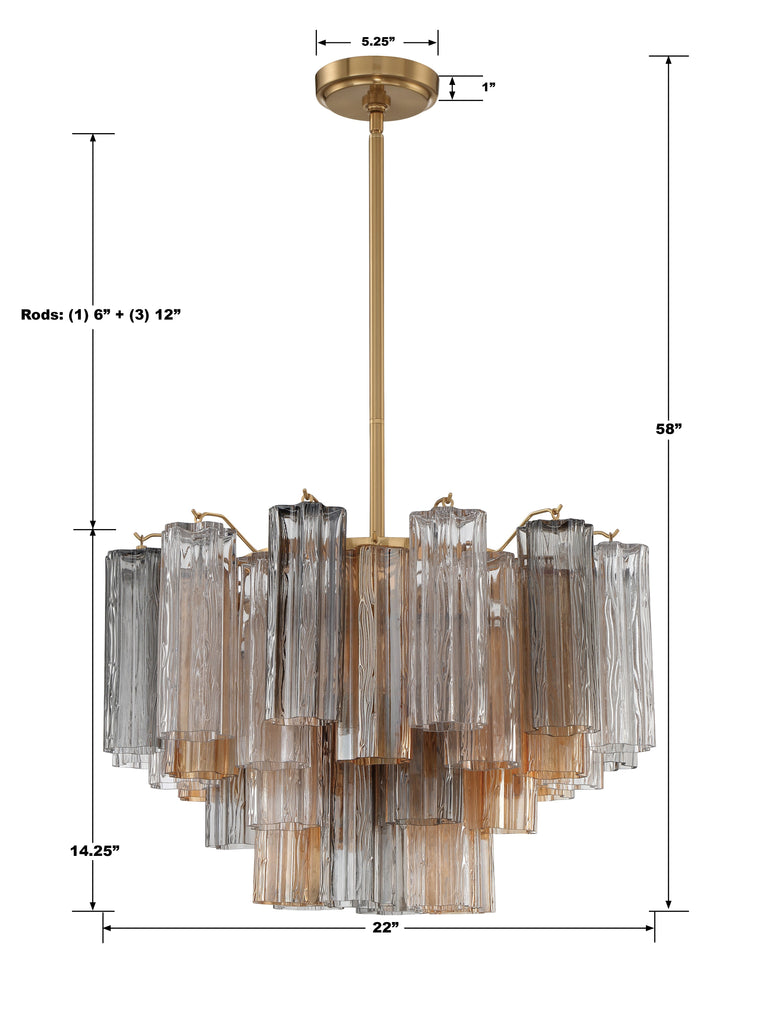 Addis 9 Light Aged Brass Chandelier Crystorama