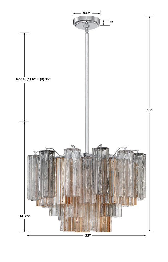 Addis 9 Light Polished Chrome Chandelier Crystorama