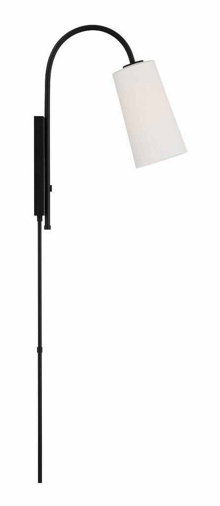 Alexa 1 Light Matte Black Task Sconce Crystorama