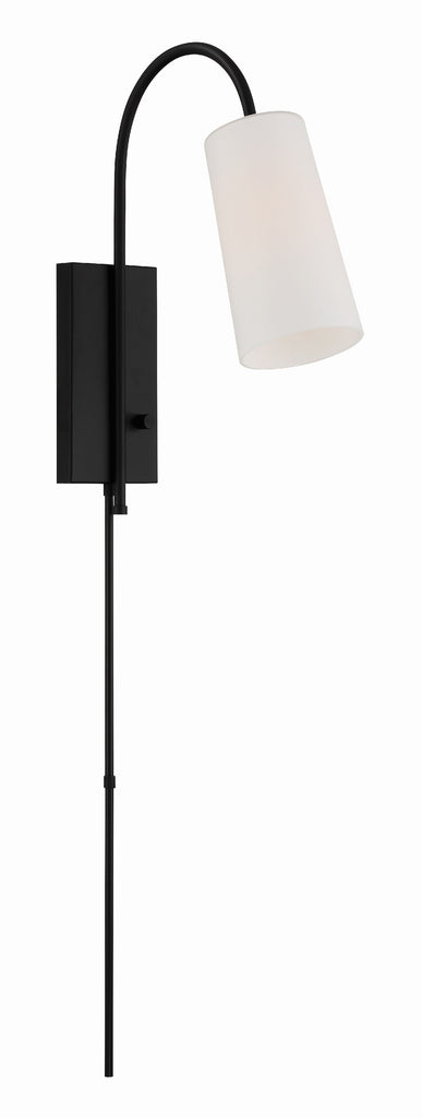 Alexa 1 Light Matte Black Task Sconce Crystorama