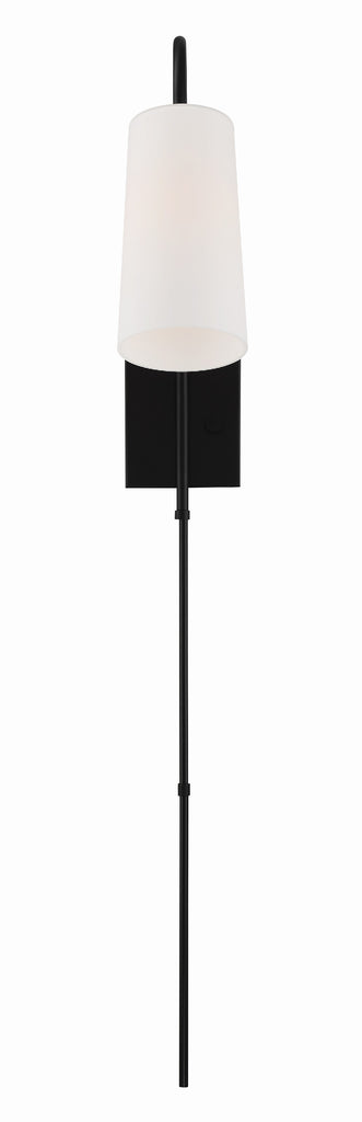 Alexa 1 Light Matte Black Task Sconce Crystorama