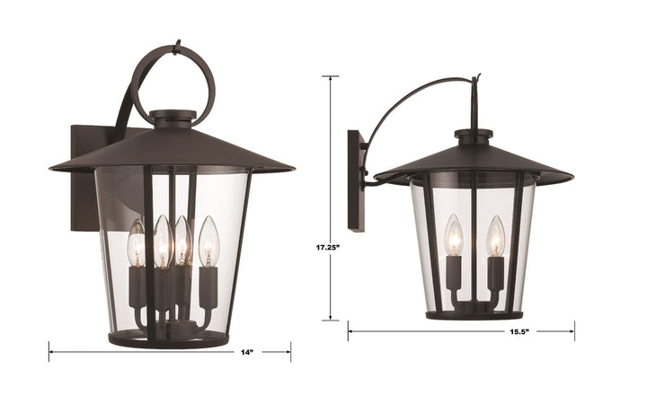 Andover 4 Light Matte Black Outdoor Sconce Crystorama