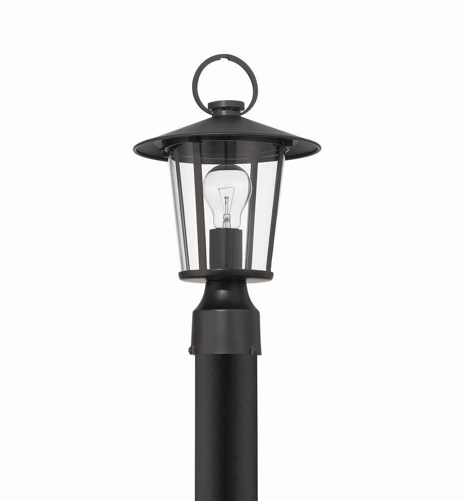 Andover 1 Light Matte Black Outdoor Post Crystorama