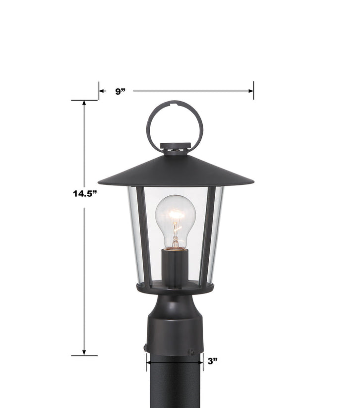 Andover 1 Light Matte Black Outdoor Post Crystorama