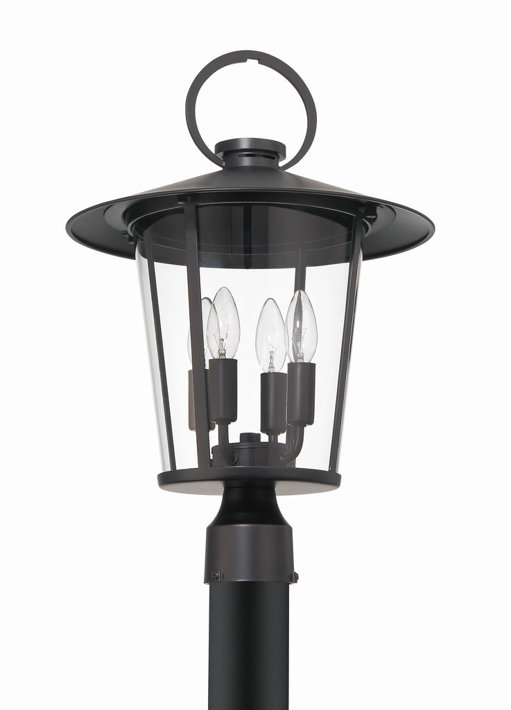 Andover 4 Light Matte Black Outdoor Post Crystorama