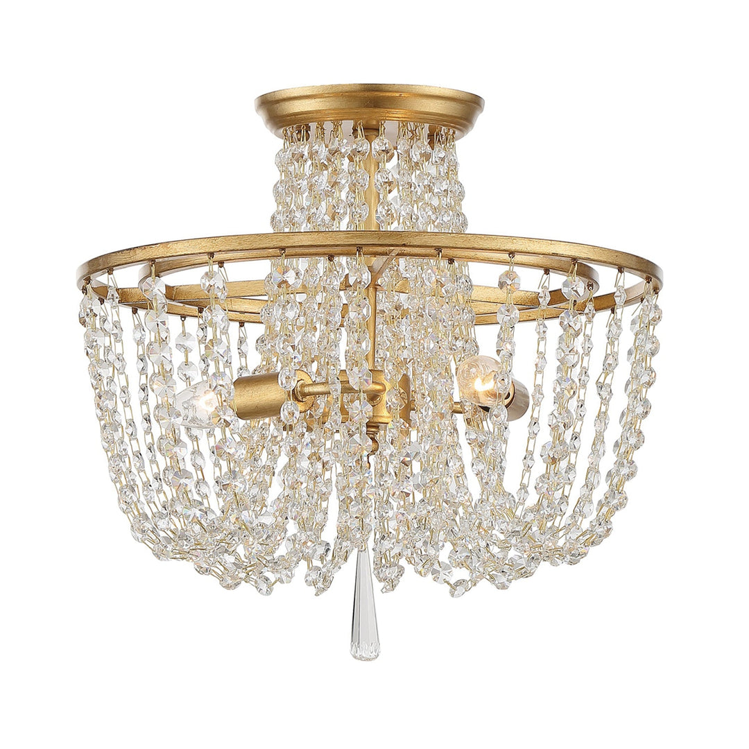 Crystorama Crystorama Arcadia 3 Light Antique Gold Semi Flush Mount