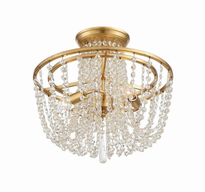 Crystorama Crystorama Arcadia 3 Light Antique Gold Semi Flush Mount