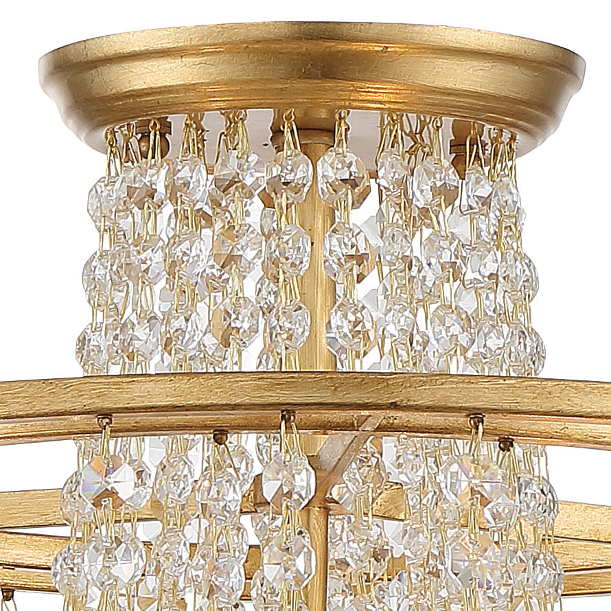 Crystorama Crystorama Arcadia 3 Light Antique Gold Semi Flush Mount