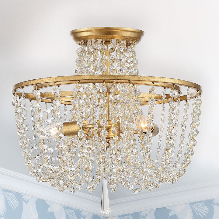 Crystorama Crystorama Arcadia 3 Light Antique Gold Semi Flush Mount