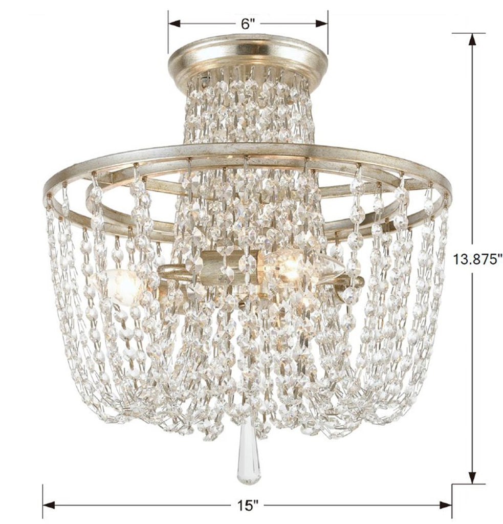 Crystorama Crystorama Arcadia 3 Light Antique Silver Semi Flush Mount