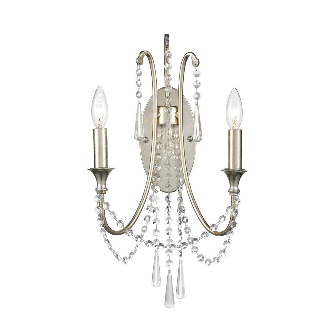 Arcadia 2 Light Antique Silver Sconce Crystorama