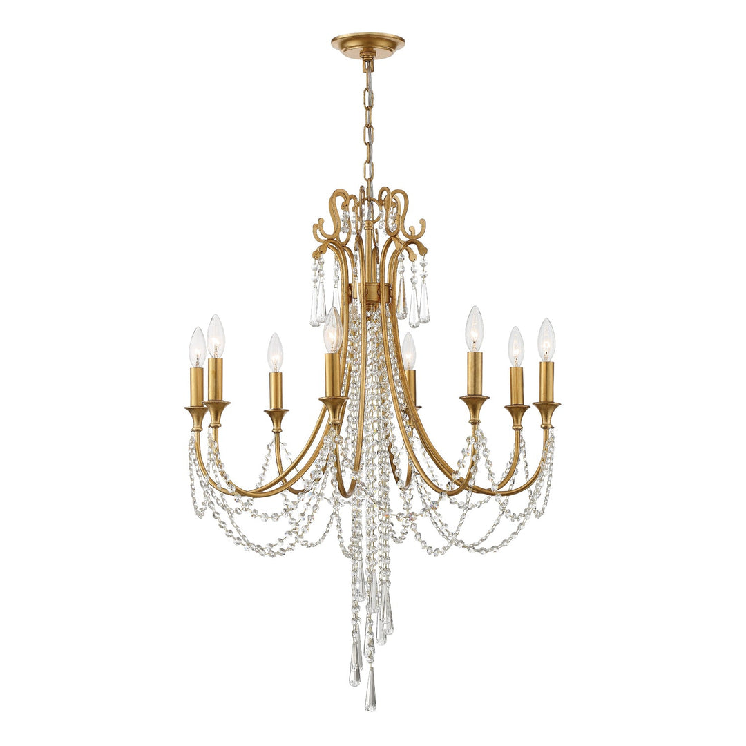 Arcadia 8 Light Antique Gold Chandelier Crystorama