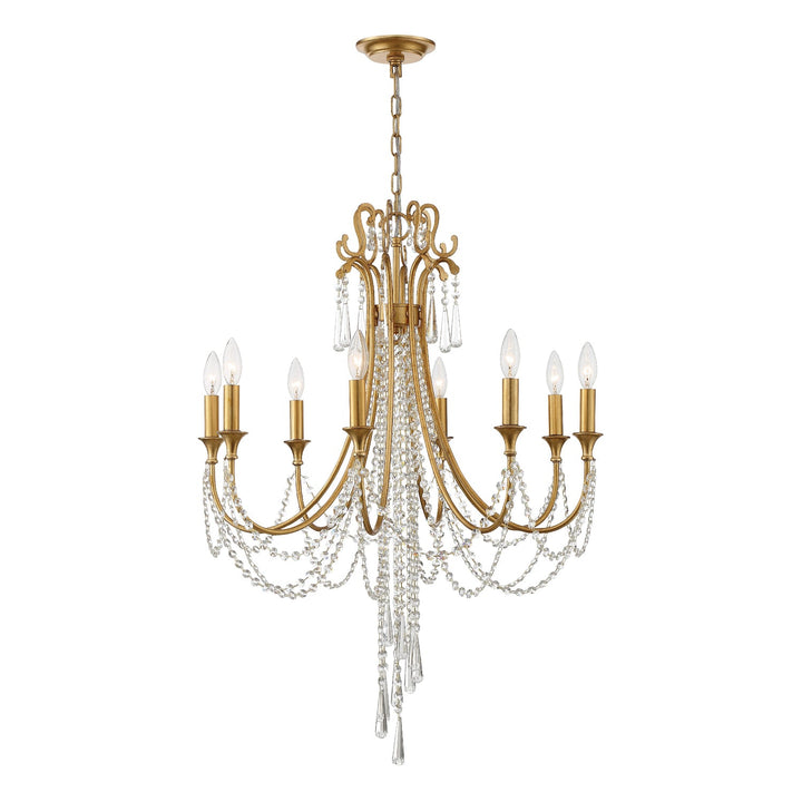 Arcadia 8 Light Antique Gold Chandelier Crystorama