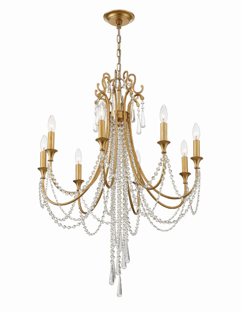 Arcadia 8 Light Antique Gold Chandelier Crystorama