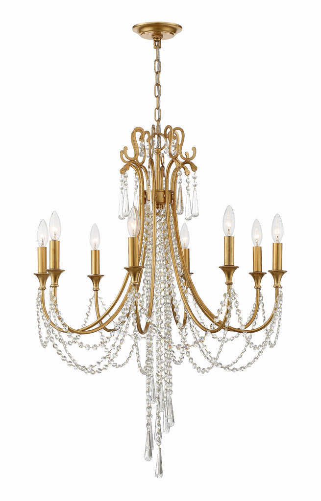 Arcadia 8 Light Antique Gold Chandelier Crystorama