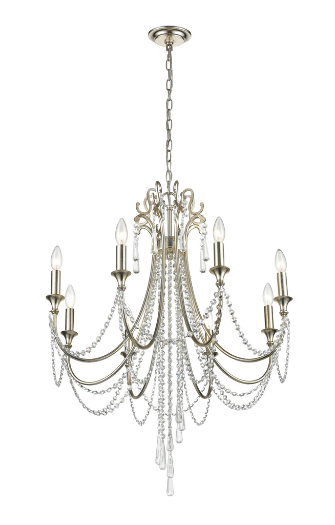 Arcadia 8 Light Antique Silver Chandelier Crystorama