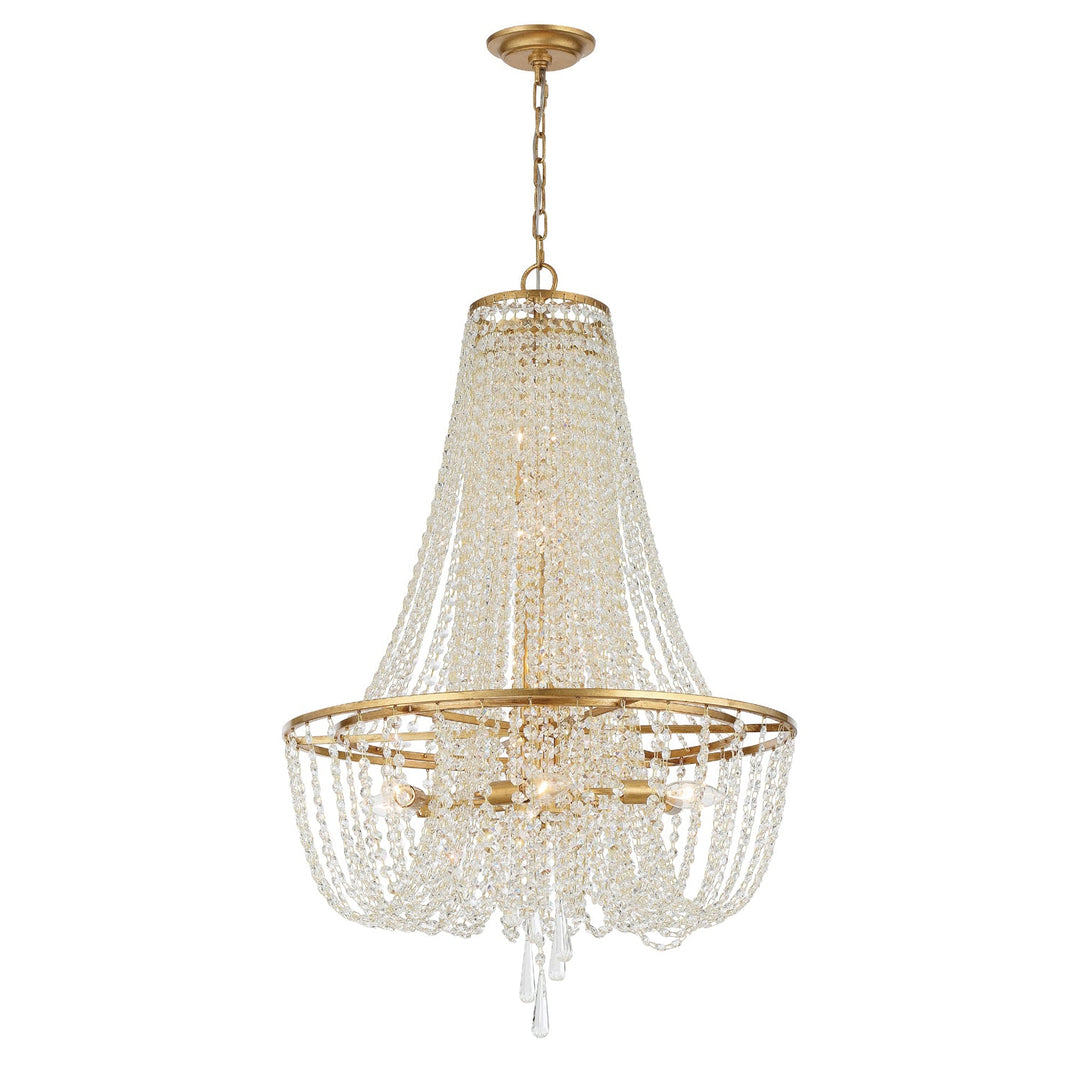 Arcadia 9 Light Antique Gold Chandelier Crystorama