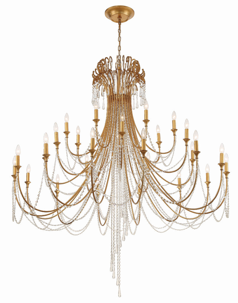 Arcadia 28 Light Antique Gold Chandelier Crystorama