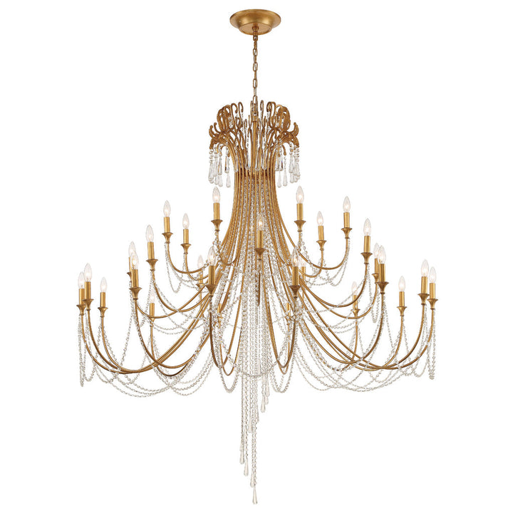 Arcadia 28 Light Antique Gold Chandelier Crystorama