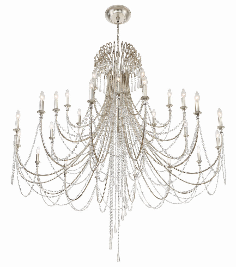 Arcadia 28 Light Antique Silver Chandelier Crystorama