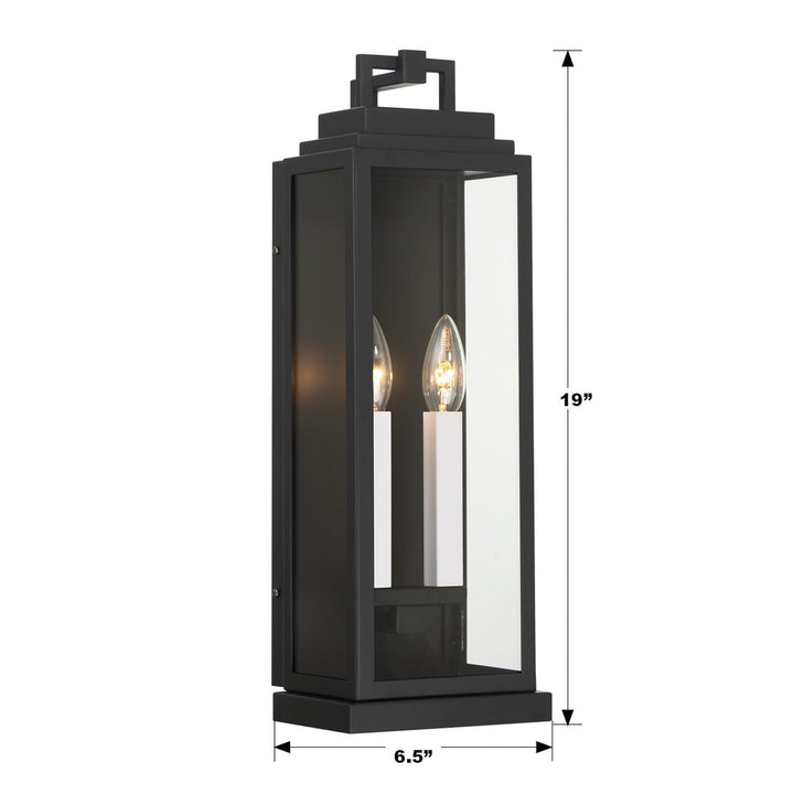 Aspen 2 Light Matte Black Outdoor Sconce Crystorama