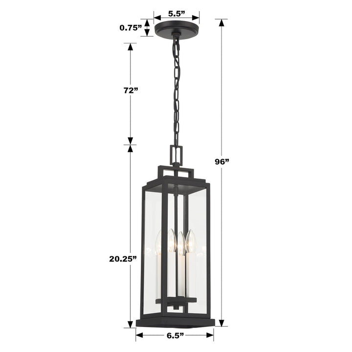 Aspen 4 Light Matte Black Outdoor Pendant Crystorama